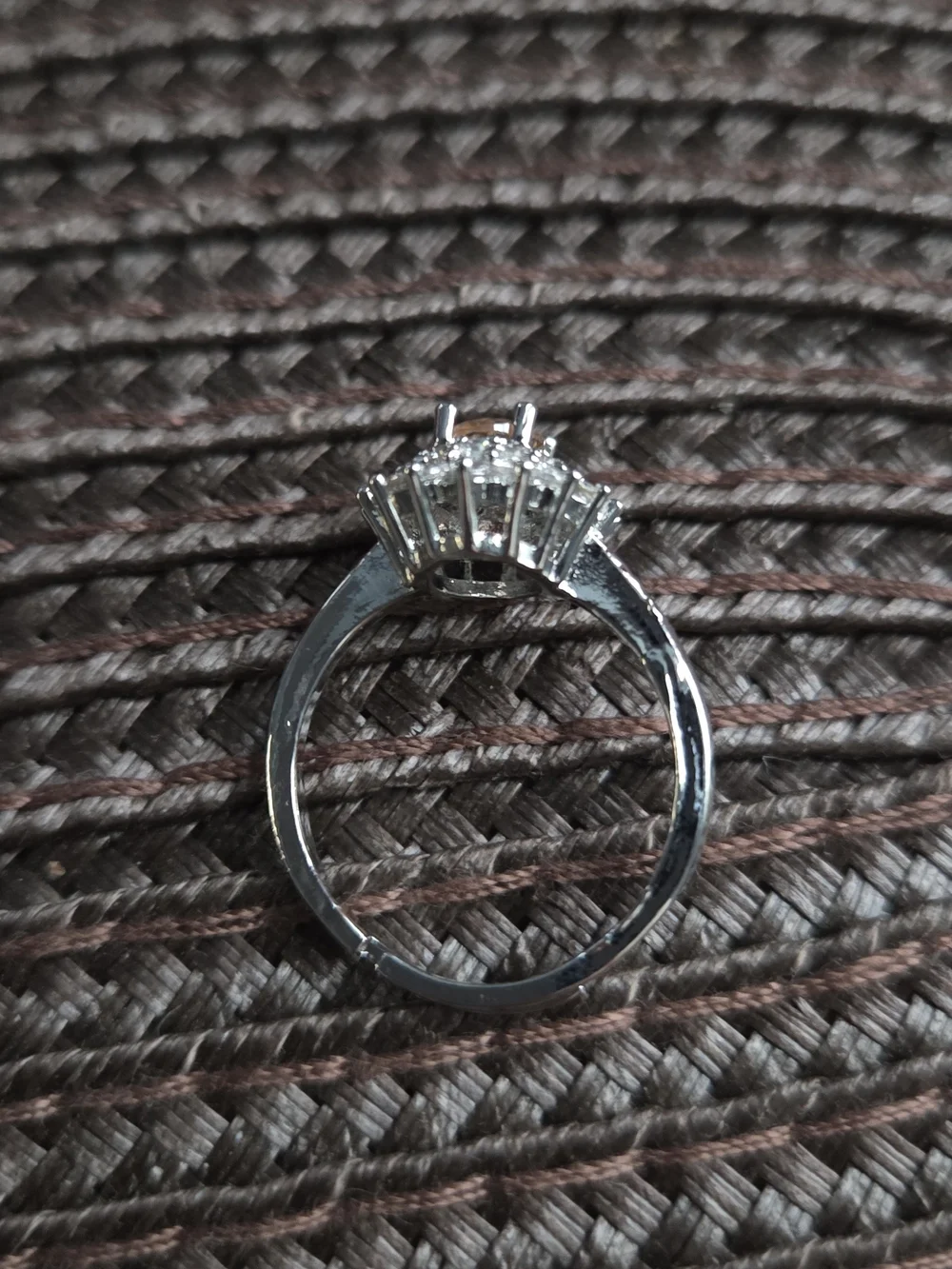 Oval Peach Ring with Clear Accent Stones - Women Jewelry